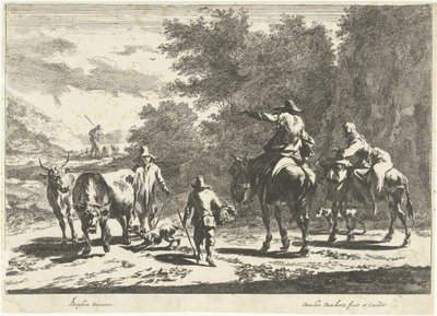 Pastores y ganado en el camino Paisajes del sur (título de la serie) de Dancker Danckerts