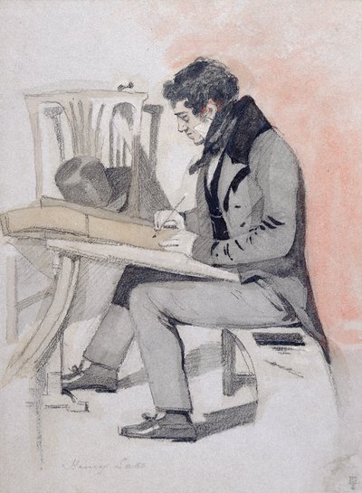 Henry Sass, c.1830 (tiza negra, acuarela y pluma y tinta sobre papel) de Daniel Maclise