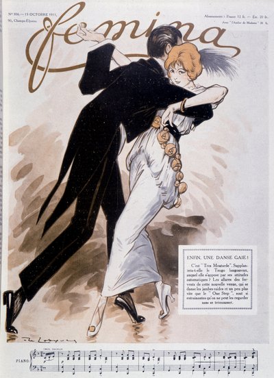 Pareja bailando el tango - ilustración de Daniel De Losques (Henri Casimir Paul Thouroude) (1880-1915) - en 