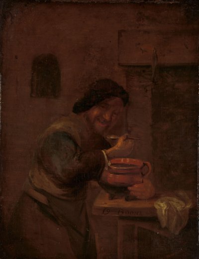 Hombre comiendo de una olla de barro de Daniel Boone