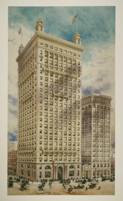 Edificio de Títulos y Fideicomisos con Adición, Filadelfia, Pensilvania, Perspectiva, 1900 de Daniel Burnham