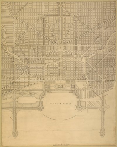 Placa 110 del Plan de Chicago, 1909: Chicago. Plan del sistema completo de calles de Daniel Burnham