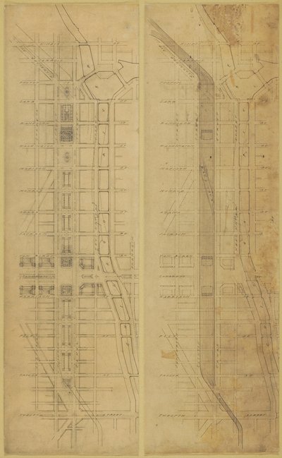 Placa 78 2 Dibujos del Plan de Chicago: Ubicación y disposición sugeridas de la... de Daniel Burnham