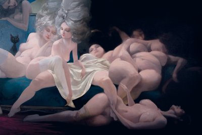 La joven novia y sus amigos (detalle), de Barba Azul por Charles Perrault de Daniel Cacouault