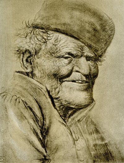 Estudio de cabeza de un campesino sonriente de Daniel Dumonstier or Dumoustier