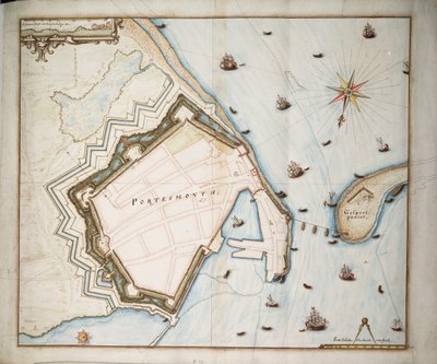 Carta de Portsmouth, c.1668 (lino, papel) de Daniel Favreau de la Fabvolliere