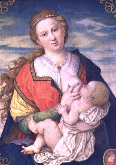 Virgen y Niño, 1600 después de un dibujo de Albrecht Durer (1471-1528) de Daniel Froschl