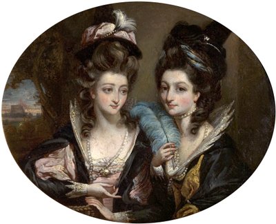 La señora Gwynne y la señora Bunbury como las alegres comadres de Windsor, c.1779 de Daniel Gardner