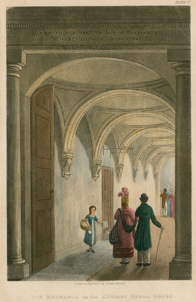Entrada de la caja al English Opera House (Teatro Lyceum) de Daniel Havell