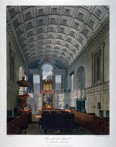 Vista interior de la Capilla Real en el Palacio de St James, Westminster, Londres de Daniel Havell