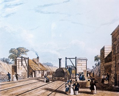 Ferrocarril de Liverpool y Manchester: Tomando agua en Parkside de Daniel Havell