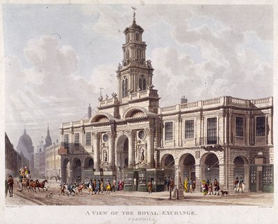 Royal Exchange 2do exterior, Londres, 1816 de Daniel Havell