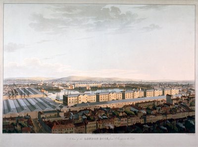 Vista de los muelles de Londres de Daniel Havell