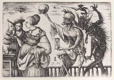 La muerte y el diablo sorprendiendo a dos mujeres de Daniel Hopfer