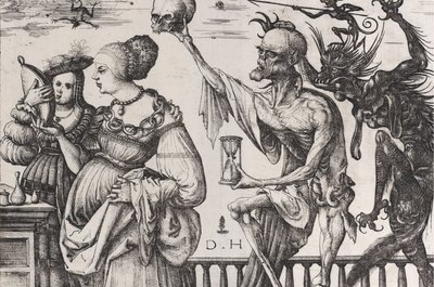 La muerte y el diablo sorprendiendo a dos mujeres, ca. 1515 de Daniel Hopfer