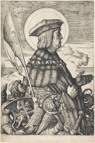 Emperador Maximiliano I en la apariencia de San Jorge de Daniel Hopfer