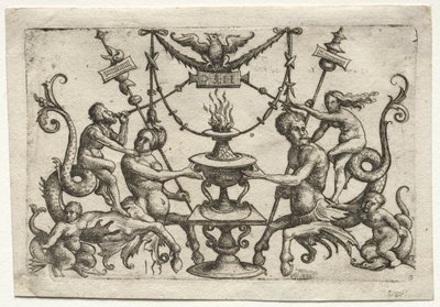 Ornamento con sirena y tritón de Daniel Hopfer