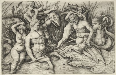 Dos Tritones Luchando - Batalla de los Dioses del Mar (parte derecha) de Daniel Hopfer