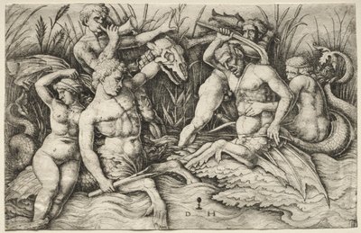 Dos Tritones luchando - Batalla de los Dioses del Mar (parte derecha) de Daniel Hopfer