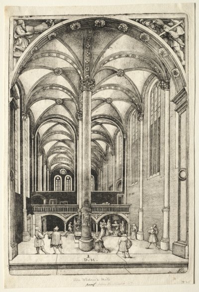 Vista en el interior de la iglesia de Santa Catalina en Augsburgo de Daniel Hopfer