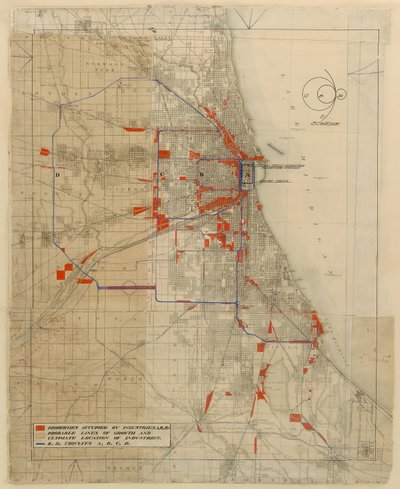 Plano de Chicago, Chicago, Illinois, Diagrama de circuitos ferroviarios de Daniel Hudson Burnham