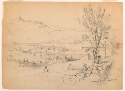 Dibujo, Artistas dibujando en Chocorua Pond, New Hampshire, 28 de septiembre de 1854 de Daniel Huntington