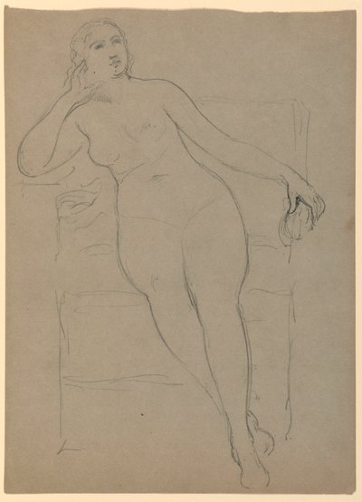 Dibujo, Desnudo femenino sentado, 1870-80 de Daniel Huntington