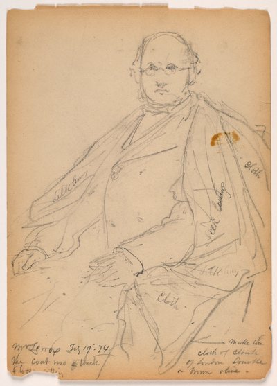 Dibujo, James Lenox sentado, 19 de febrero de 1874 de Daniel Huntington