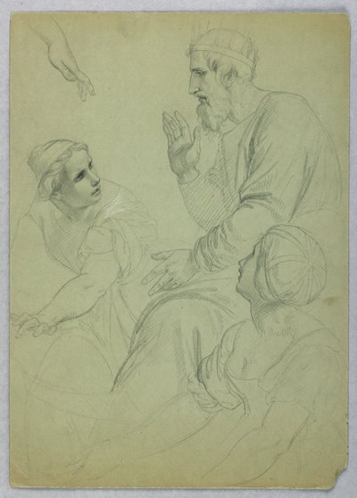 Dibujo, Rey y dos mujeres, Separ, ca. 1845 de Daniel Huntington