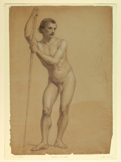 Dibujo, Desnudo masculino de pie, Dos S, 1866 de Daniel Huntington