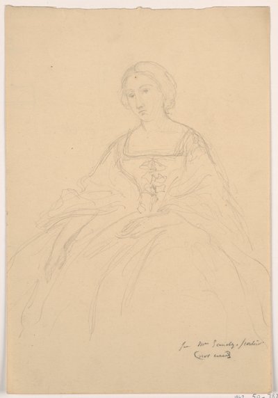 Dibujo, Sra. Sheppard Gandy sentada; reverso: Boceto lineal, 1859 de Daniel Huntington