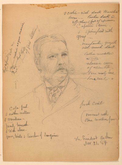 Dibujo, Presidente Chester Alan Ar, 21 de noviembre de 1884 de Daniel Huntington