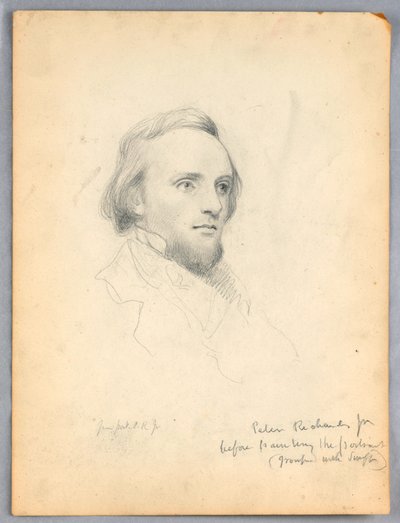 Dibujo, Boceto de la cabeza de Peter Richards para su retrato, 1849 de Daniel Huntington