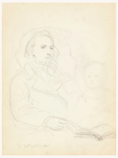 Dibujo, Bocetos para "Lección de caridad" y retrato de Peter Richards, Jr., 1849 de Daniel Huntington