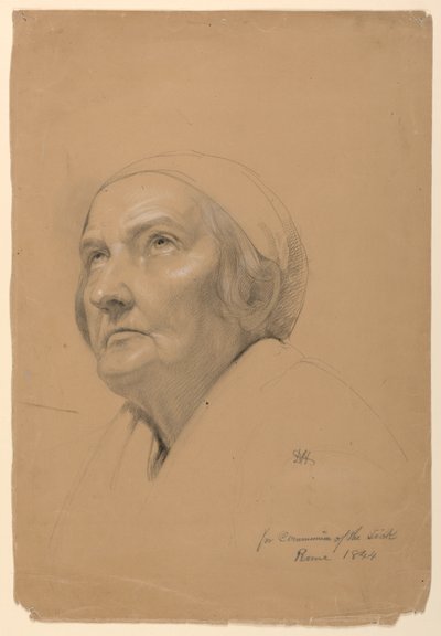 Dibujo, Estudio para "La comunión de los enfermos", 1844 de Daniel Huntington