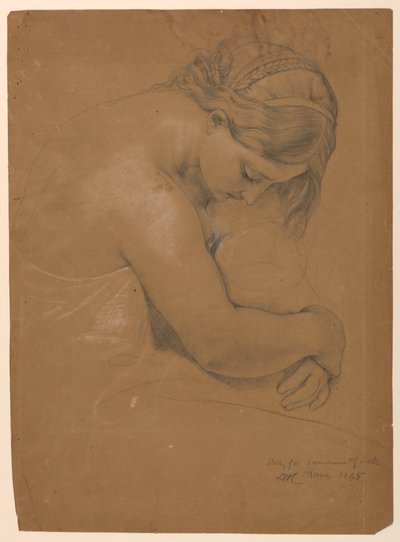 Dibujo, Estudio para "La comunión de los enfermos", 1845 de Daniel Huntington