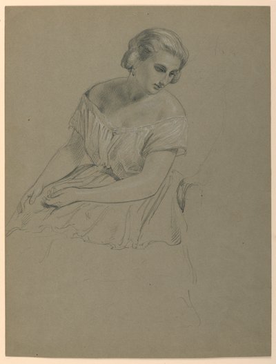 Dibujo, Estudio para "Recepción de Martha Washington", 1860 de Daniel Huntington