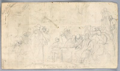 Dibujo, Estudio para "Grupo científico", 1858 de Daniel Huntington