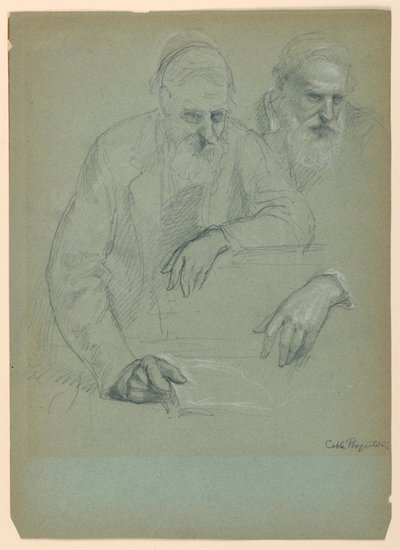 Dibujo, Dos estudios de Daniel Hun, 1881 de Daniel Huntington