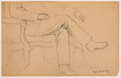 Dibujo, William H. Macy sentado, parte inferior del cuerpo; reverso: mano derecha, 1884 de Daniel Huntington