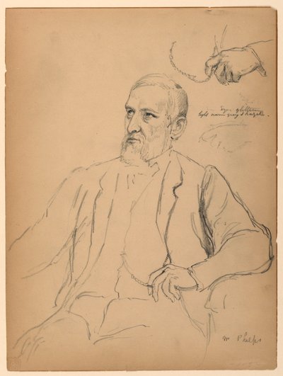 John Jay Phelps sentado, estudio separado de mano y cadena de Daniel Huntington
