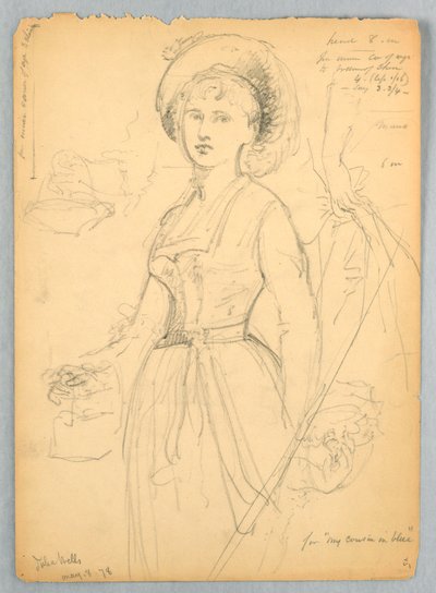 Boceto de Julia Wells para Mi primo en azul de Daniel Huntington