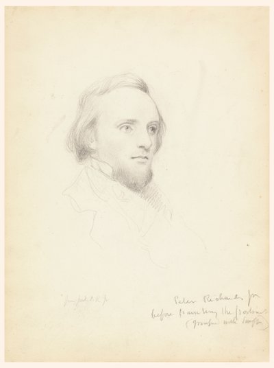 Boceto de la cabeza de Peter Richards para su retrato de Daniel Huntington