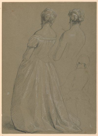 Estudios de mujer de pie para "La Corte Republicana" (Día de Recepción de Lady Washington) de Daniel Huntington