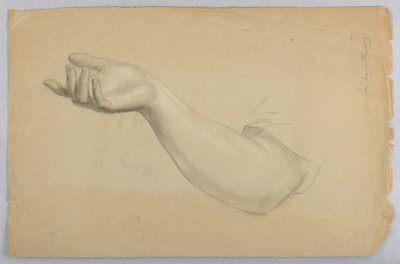 Estudio de la Mano Derecha para "Lección de Caridad" de Daniel Huntington