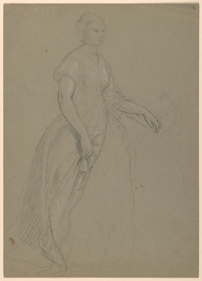 Estudio de mujer de pie para "La Corte Republicana" (Día de Recepción de Lady Washington) de Daniel Huntington