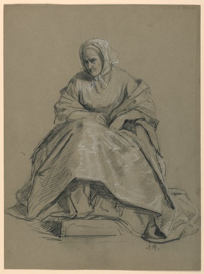Estudio de una Mujer Sentada para "La Corte Republicana" (Día de Recepción de Lady Washington) de Daniel Huntington