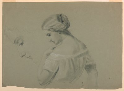 Estudio de una mujer de perfil de Daniel Huntington
