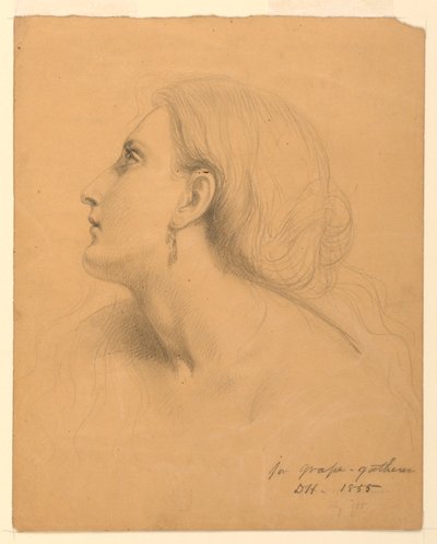 Estudio de la cabeza de una mujer para "Recolectores de uvas" de Daniel Huntington