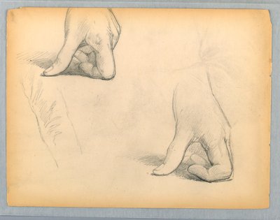 Dos bocetos de una mano izquierda de Daniel Huntington